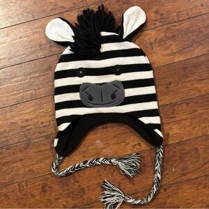 Zebra Striped Knit Beanie Hat . Adult/kids size
